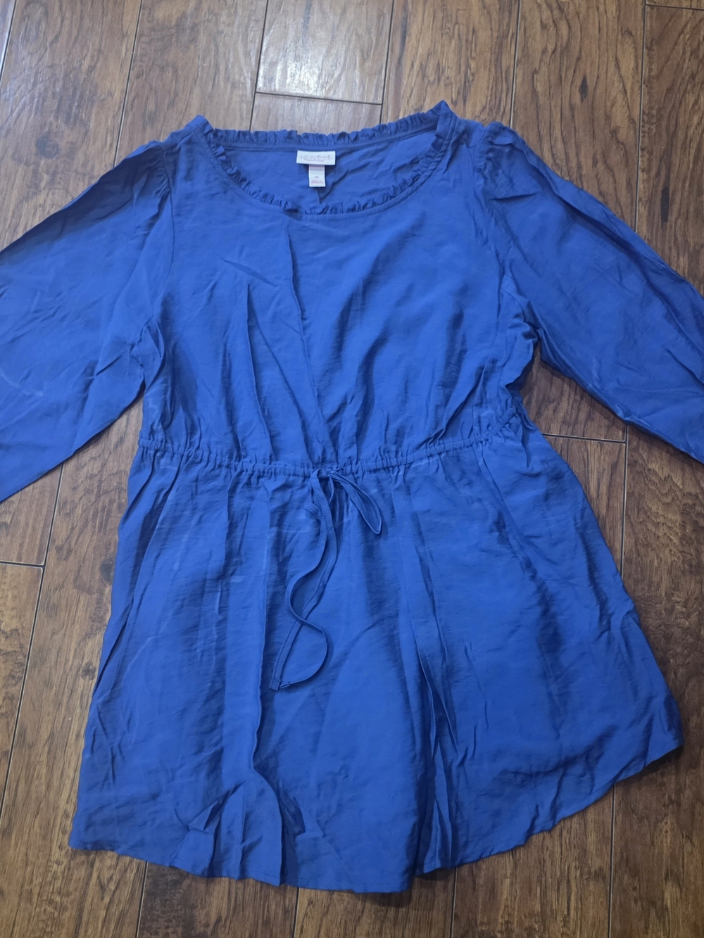Blue Women's Drawstring Waist Tunic Top Size M